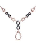 Diamond Infinity Necklace Rose gold black white diamonds drop necklace 0.8ct 10K