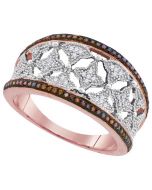 Vintage wedding band anniversary ring Rose gold brown white diamonds .25ct