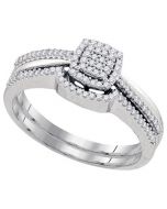 ladies bridal set 0.25ct diamonds 10K White gold 2 piece engagement and wedding band
