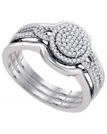 ladies diamond ring bridal set 3 in 1 white gold 0.33ct pave split shoulder halo