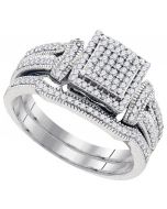 wedding rings set for her white gold 0.4ct 2 piece princess cut style square top