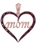 Mom pendant Heart brown diamonds Rose gold Cognac 0.07ct 10K
