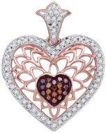 brown diamond heart pendant rose gold 0.25ct 10K vintage inspired white