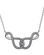 Infinite love necklace with intertwining infinity symbols white gold 0.15ct 10K