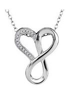infinite love heart pendant White gold with 0.05ct diamonds inifinity 10K