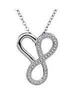 diamond heart pendant infinite love white gold 0.15ct pave set 10K