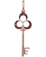 brown diamond Key Pendant Rose Gold cognac 0.05ct 10K 