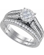 Diamond Wedding Ring Engagement ring and band 14K White gold 0.65ct 2 piece set