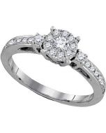 14K White gold Diamond Engagement Ring Round top 0.5ct 