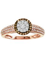 0.5ct Diamond Engagement ring 14K Rose gold Cognac white diamonds halo new