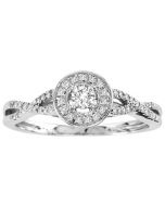 real diamond engagement ring halo 0.25ct 10K White gold woven side