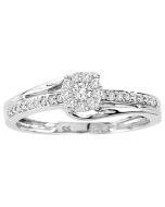 Engagement ring real diamonds 0.2ct round pave diamonds cross over style