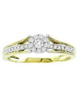 Real diamond Engagement 0.25ct w cathedral style 10K Yellow gold promise ring