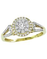 0.5ct diamond Engagement ring 10K yellow Gold Round Solitaire split shoulder