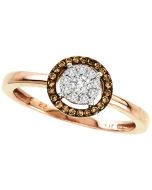 real diamond engagement ring rose gold round cognac halo 0.25ct 14K