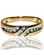 Mens diamond band Wedding ring 0.12ct bypass style 5.6mm 10K Yellow gold 
