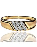 6mm wide mens diamond band wedding ring real yellow gold 10K 0.12ct 6mm wide