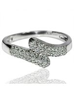 real diamond fashion crossover ring white gold .25ct anniversary right hand band