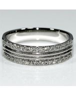 14K White gold wedding band ring hers .3ct 5.5mm wide anniversary 2 row diamond