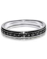 Black Diamond Wedding Band Ring .5ct White gold Anniversary ring 3mm wide ladies