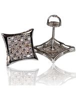 .15ct Diamond Earrings X large Kite shape 13.5mm Princess style pave screw backs