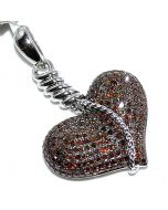 Heart Pendant Cognac brown diamonds 1.5ct large 30mm heart with rope 