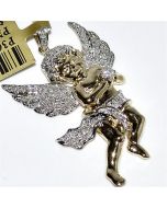 Diamond Angel Pendant 0.45ct 10K Gold 30mm tall 