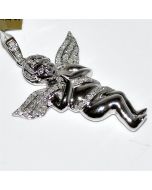 Diamond Angel Pendant White gold 0.5ct 32mm tall religious jewelry