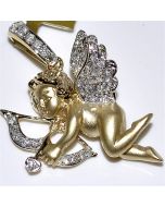Cupid Pendant real diamonds 0.58ct 10K Gold 20mm wide Angel 