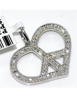 Heart pendant peace symbol 0.23ct diamonds 14K Whtie gold