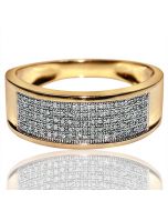 8mm wide Wedding band mens diamond ring 0.3ct diamonds pave set 10K Yellow gold