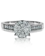 Engagement Ring Diamond 0.33ct w White Gold 8mm big top illusion set pave Size 7