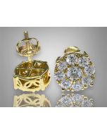 10k Yellow Gold 2.0 carats VVS Diamonds flower shape lab created Diamond Earrings