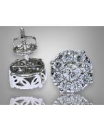 10k White Gold 2.0 carats VVS Diamonds flower shape lab created Diamond Earrings