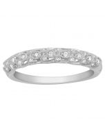 14K White Gold Ornate Wedding Band Ring 0.16ctw Pave Set 4mm Wide 