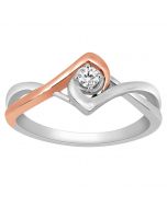 10K White Gold Ring 0.09ct Diamond Engagement Ring Rose Gold Tone 8mm