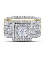 14K Gold Bridal Set Wedding Rings 2.00ctw Princess Cut Baguette and Round Diamonds 