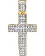 10kt Yellow Gold Mens Diamond Roman Cross Charm Pendant 1/2 Cttw