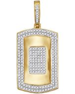 10kt Yellow Gold Mens Diamond Framed Dog Tag Cluster Charm Pendant 1/2 Cttw 