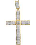 10kt Yellow Gold Mens Diamond Pave-set Roman Cross Charm Pendant 1-1/4 Cttw
