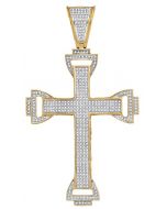 10kt Yellow Gold Mens Diamond Capital Cross Charm Pendant 1-1/10 Cttw 