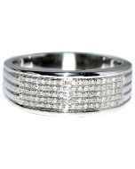 Real Diamond Mens Wedding Band Ring Sterling Silver 0.19ct 8.5mm Wide