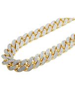 14K Gold Miami Chain 10mm 22" Diamond Necklace 