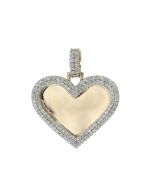 10K Yellow Gold Heart Picture Memory Charm with Micro Pave 0.88Ctw Diamonds