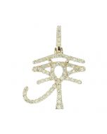 10K Yellow Gold Egyptian Cross Eye of Horus Pendant 1.23Ctw Diamonds