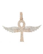 10K Rose Gold 3.86 Ctw Diamond Angel Cross Pendant