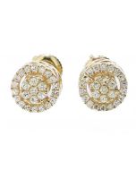 10K Yellow Gold Round Earrings 0.46 Ctw Diamonds