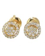 10K Yellow Gold Round Earrings 0.31 Ctw Diamond 