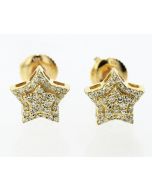 10K Yellow Gold 5 Point Star Shape Earrings 0.30 Ctw Diamond