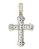 10K Gold Cross 1.44Ctw Diamond Baguette Pendant 